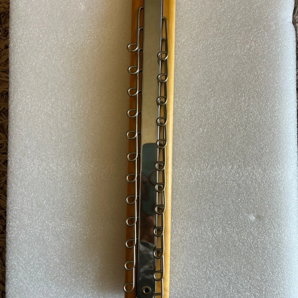 MCM Vintage Cedar Wall Mount Necktie 24 Tie. Brass Metal Retro Organizer